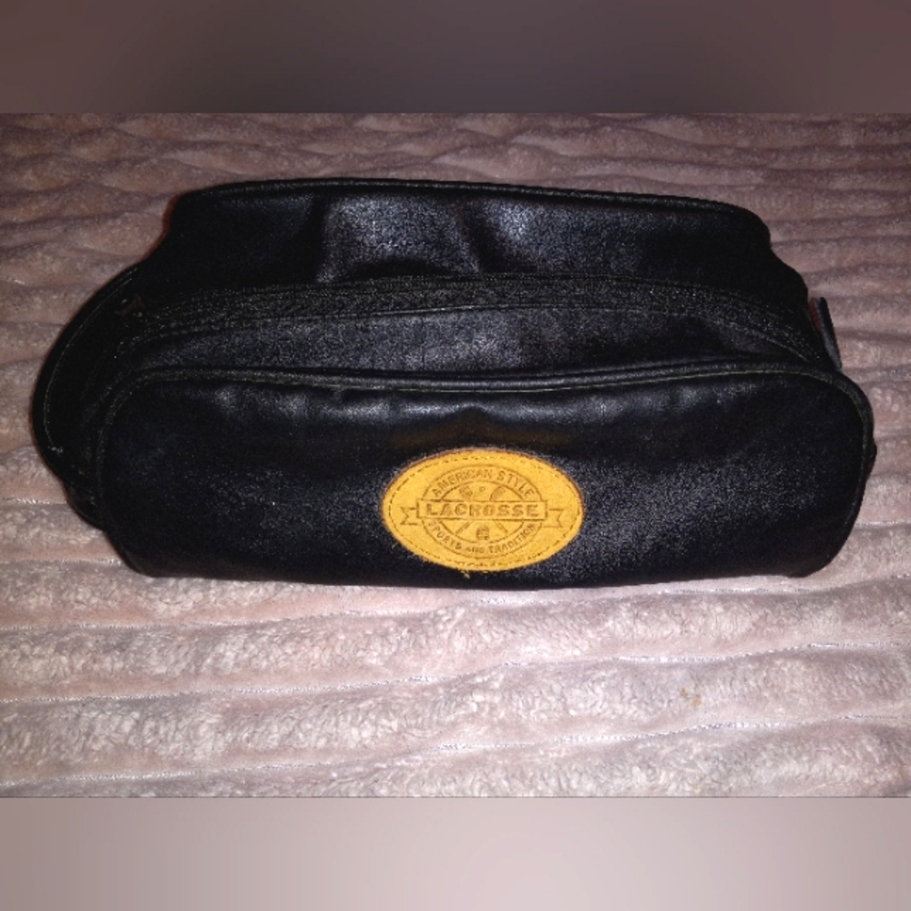 👝Vintage LaCrosse Black Leather Toiletry Bag